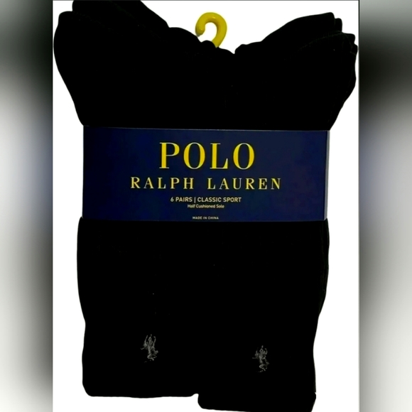 Polo Ralph Lauren Men's Black Classic Sport Crew Socks 6-Pack (10-13) - Picture 1 of 2